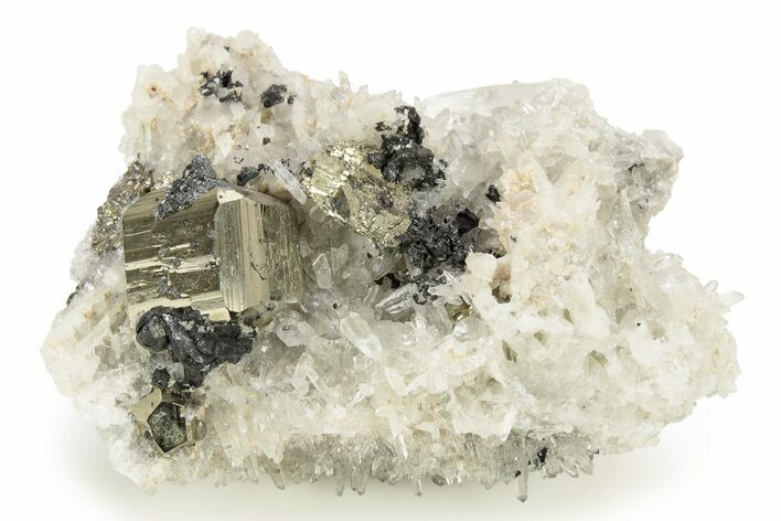 Gleaming Pyrite and Galena on Quartz - Peru #257274